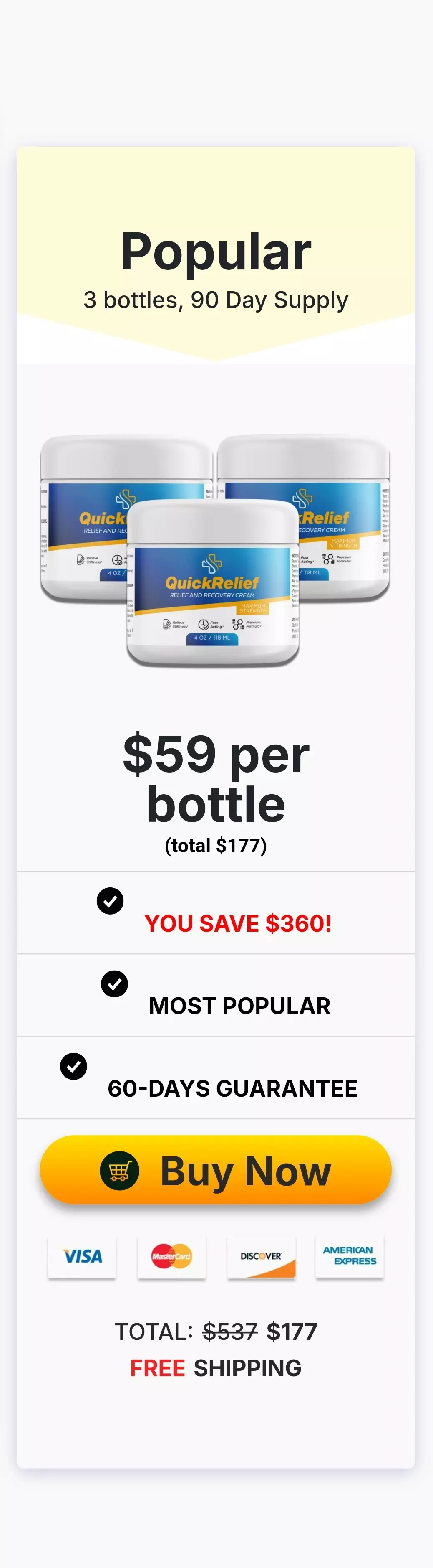 Quick Relief™ 3 bottles pricing